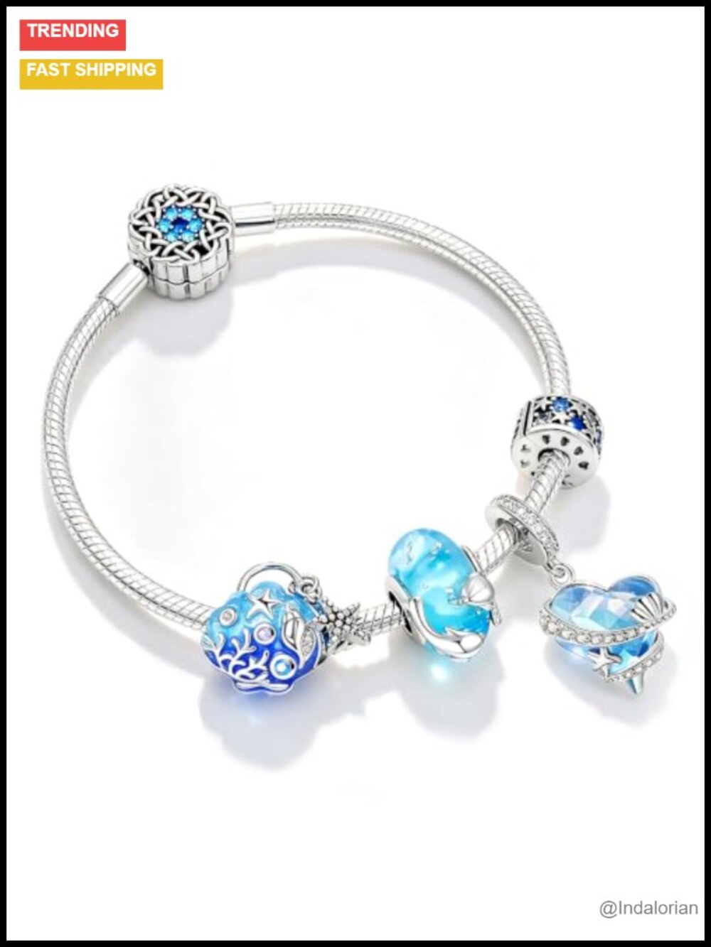 925 Sterling Silver Ocean Starry Sky Butterfly Pet Animal Charm Set with Snake